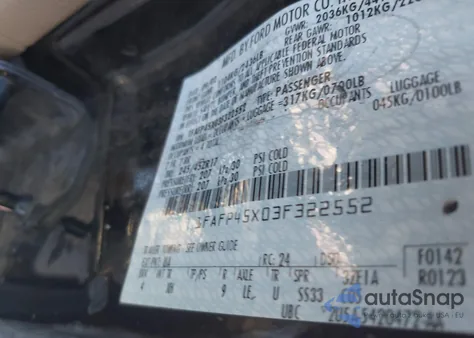 2003 Ford Mustang Gt из США, поврежденный, VIN 1FAFP45X03F322552